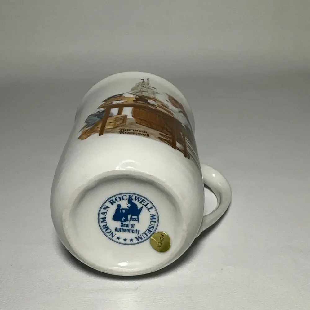 Norman Rockwell Collectible Mugs Set of 5 22K Gold Trim Vintage 1980s EUC